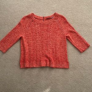 3/4 sleeve zip up the back cotton marled sweater